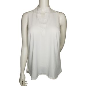 Lark & Ro Blouse Womens White Sleeveless Pullover V Neck Cream Off White‎